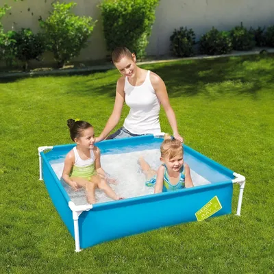 Produktbild von Bestway Square Kinderplanschbecken mit festen Wänden - 122 x 122 x 30,5 cm - 365 l - UV-beständig - inkl. Reparaturset [DA01194]