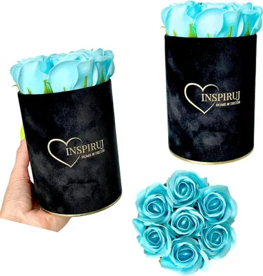 Immagine prodotto di Fioriera Inspiruj - Scatola nera con rose di sapone - n. 2 blu chiaro