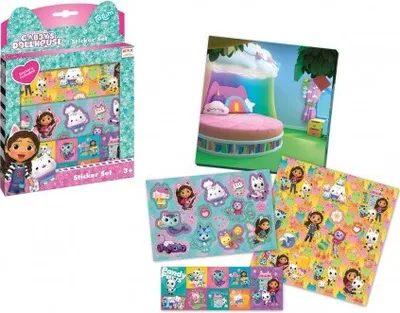 Immagine prodotto di Essentials - Set di adesivi per bambini della casa delle bambole di Gabby - Bunte Spielzeug Sticker zum Verschenken und Spielen, Mädchen Set mit diversen Farben und Landschaftsmotiven