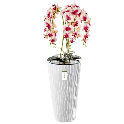 Produktbild von Blumenkübel freistehend Blumentopf  Ø 35 cm H 62 cm Weiß  Übertopf  Meißelblumentopf Pflanzkübel aus Kunststoff mit Einsatz
