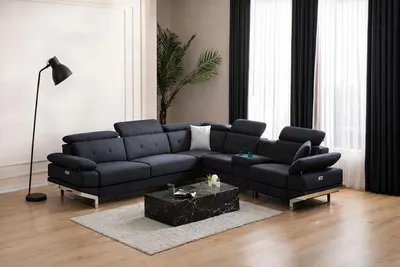 Zdjęcie produktu dla Sofa w kształcie litery L z regulowanymi zagłówkami o nowoczesnym wyglądzie