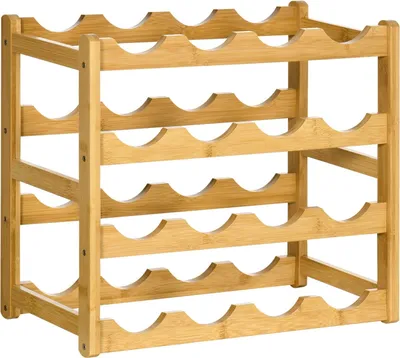 Obrázek produktu pro Stojan Na Víno Stojan Na Láhve Bambus Přírodní Dřevo 16 Lahví 43X23,5X38Cm