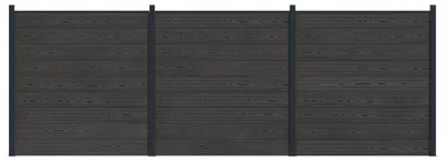 Produktbild von vidaXL Zaunelement 3 pcs WPC und Aluminium Schwarz