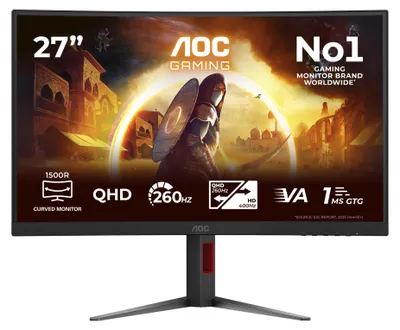 Obrázek produktu pro AOC G4 CQ27G4Z2P, 68,6 cm (27"), 2560 x 1440 px, Quad HD, LCD, 1 ms, Černá, Červená