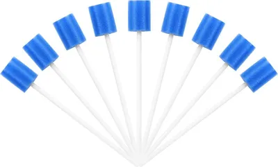 Produktbild von HEALIFTY 100 Stück Mundschwämme Zahntupfer Einwegschwamm Stick Mundpflege Schwamm Zahnreinigung Schwamm Tupfer Mundpflege (blau)