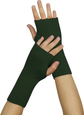 Produktbild von wobera Angora Pulswärmer oder Stulpen mit Daumenloch (Gr. 1, Farbe: jägergrün)