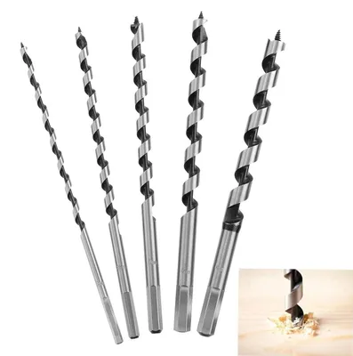 Imagen del producto de Juego de brocas para madera, de 5 piezas, con diámetros de 6 a 14 mm, longitud de 230 mm, para perforar madera