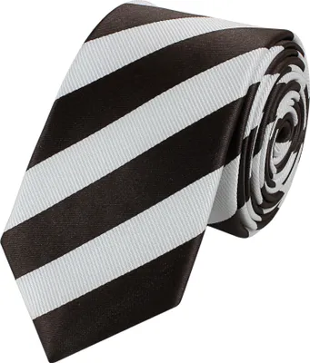 Produktbild von Fabio Farini - 1 Stück gestreifte Herren Krawatte - Tie mit Streifen in 6cm oder 8cm Breite Schmal (6cm), Weiß/Braun