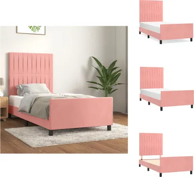 Produktbild von vidaXL Bettgestell mit Kopfteil Rosa 100x200 cm Samt - Betten & Bettgestelle