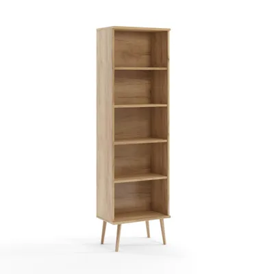 Produktbild von Regal 46 cm Eiche Craft mit 4 Böden Holzbeine Boho Skandi Bücherregal Standregal