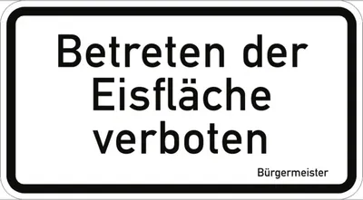 Produktbild von Verkehrsschild VZ2002, Betreten der Eisfläche verboten, Alu, RA1, 420x231 mm