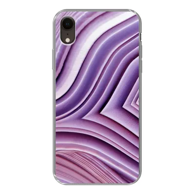 Produktbild von MuchoWow® Handyhülle Schutzhülle Hülle für iPhone XR Naturstein - Nahaufnahme - Weiß Silikon Softcase Handy Hülle - Schutzdeckel