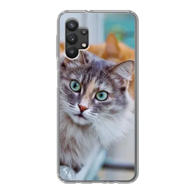 Produktbild von MuchoWow® Handyhülle Schutzhülle Hülle für Samsung Galaxy A32 5G Katze - Fenster - Katzen Silikon Softcase Handy Hülle - Softcase