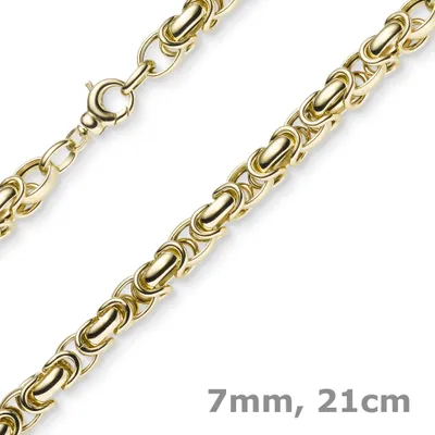 Produktbild von 7mm Armband Armkette Königskette aus 585 Gold Gelbgold 21cm rund abgerundet