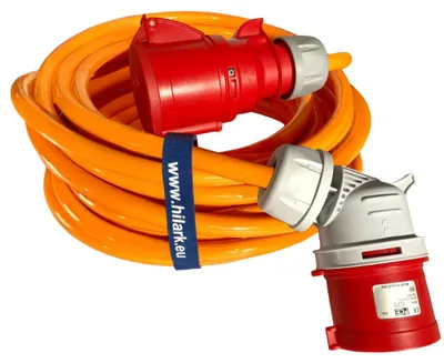 Produktbild von STÄRKSTES Verlängerungskabel auf dem Markt H07BQ-F 5x4mm² 32A 5-polig orange Winkelstecker 50m