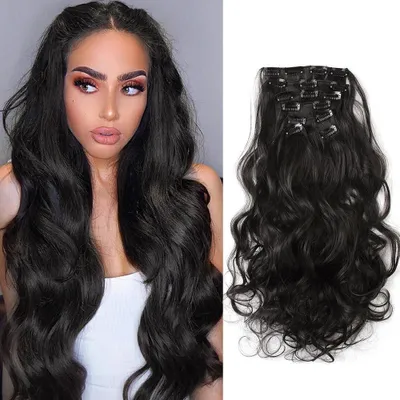 Produktbild von XFSRG 7 Stück Clip in Haarverlängerungen Lange Lockige Haarteile 50 CM Extensions mit Clips Wellige Haarverlängerungen Synthetik Clip in Haarverlängerung (#2)