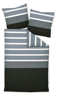 Produktbild von Janine Mako-Satin Bettwäsche J. D. 8468 155x220+80x80cm Farbe schwarz-silber