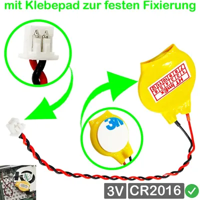 Produktbild von RTC CR2016 BIOS Batterie CMOS Knopfzelle Akku Battery mit Steckerkabel für Lenovo Legion Pro 5-16ACH6 (82JS0014GE), Pro 5-16ARH7H (82RG00A2PB)