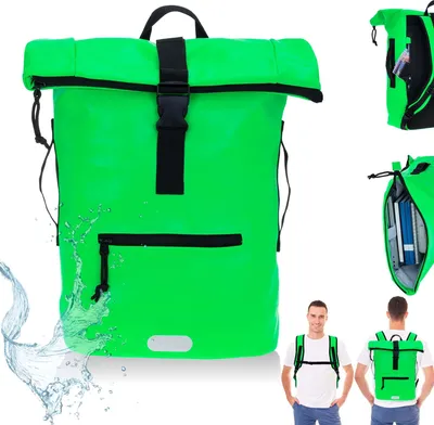 Produktbild von Rucksack Fahrradrucksack Plane Time Bag Evo 24 L Kurierrucksack Roll-Top Herren Damen Freizeitrucksack Signalfarbe e bike Tasche Elephant 12825 NEON Viper Green Uni + f