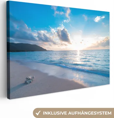 Produktbild von OneMillionCanvasses® - Leinwandbilder - 140x90 cm, Strand - Meer - Muschel, Wandbilder Kunstdruck Wanddekoration