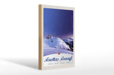 Produktbild von Holzschild Reise 20x30cm Muottas Muragl Schweiz Winter Schnee