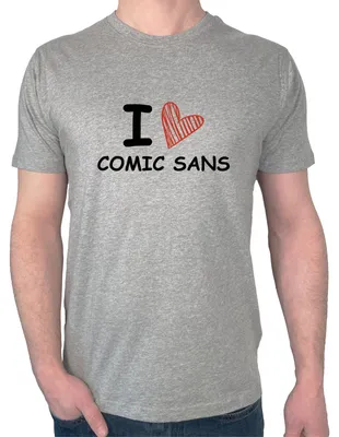 Produktbild von Huuraa Herren T-Shirt I love Comic Sans Herz L Sport Grey Bio Baumwolle Fairtrade Herrenshirt Geschenkidee