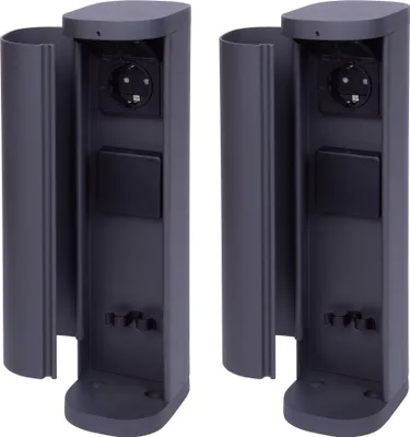 Produktbild von Novatool 2x Steckdosenturm 2-fach außen Anthrazit rund mit Blende IP44 Steckdose Aussen Gartensteckdose Outdoor Steckdosesäule Garten Steckdosenturm (Elektro)