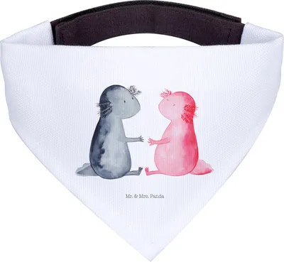 Produktbild von Mr. & Mrs. Panda Halstuch Für Hunde Axolotl Liebe - Weiß - Geschenk, Schal, Dreieckstuch, Bandana, Valentinstag, Hund, Lurch