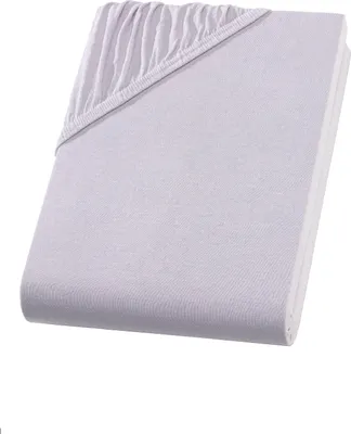 A folded fitted sheet with elastic corners on a white background.