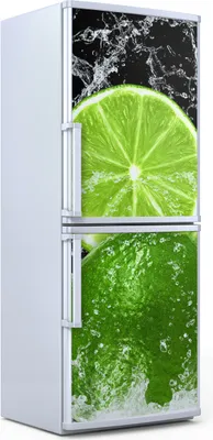 Produktbild von Kühlschrankdekoration  60x180 cm  Aufkleber auf dem Kühlschrank - Limette und Wasserspritzer