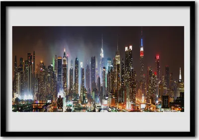 Produktbild von Bild 100x70 MDF-Rahmen Wandkunst Nacht New York City