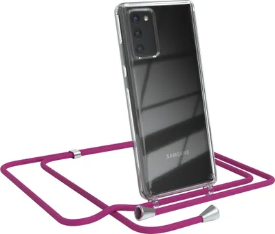 Produktbild von EAZY CASE Handykette kompatibel mit Samsung Galaxy Note 20 / Note 20 5G, Handyhülle mit Umhängeband, Handykordel, Schutzhülle Clear, Band in Rosa