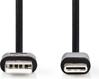Produktbild von Nedis USB-Kabel - USB 2.0 - USB-A Stecker - USB-C Stecker - 5 W - 480 Mbps - Vernickelt - 2.00 m - Rund - PVC - Schwarz - Label