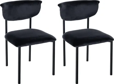 Produktbild von 2er Set Esszimmerstuhl Gambell Samt, Farbe:schwarz