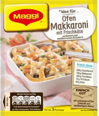 Produktbild von Maggi Fix für Ofen Makkaroni mit Frischkäse mediterranen Kräutern 39g