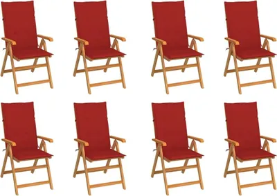 Produktbild von Maison Exclusive - Verstellbare Gartenstühle mit Auflagen 8 Stk. Massivholz Teak