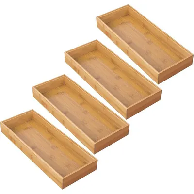 Produktbild von mDesign Schubladenboxen Organizer Aufbewahrungskisten 4er-Set Bambus