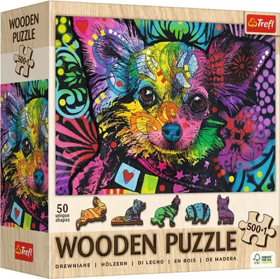Image de Puzzle en bois de 500 pièces. Chiot coloré
