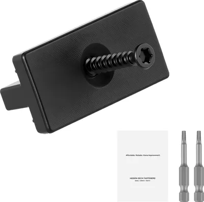 Image de SucceBuy 500x fixations invisibles, entretoises pour lames de terrasse, clips universels & supports en plastique avec vis, adaptés à un écart de 5,5 mm entre les panneaux et à une hauteur de 7 mm des panneaux