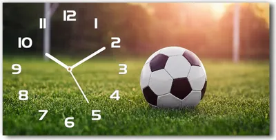 Produktbild von Wanduhr aus Glas – 60x30 cm - Glasbild - Glasuhr - Gehärtetes Glas - weisse-zeiger - Fußball