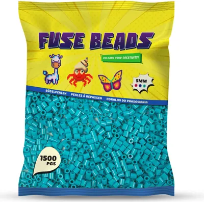 Produktbild von Benny Beads Bügelperlen 1500 Stück, Midi-Größe 5mm, Kreatives Bastelzubehör DIY Fuse Beads (Türkis)