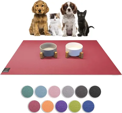 Immagine prodotto di SANOZOO® - Tappeto per ciotole, Oeko-Tex, rettangolare 40 x 60 cm Rosso