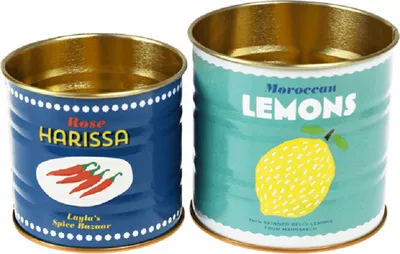 Produktbild von Mini Aufbewahrungsdose Lemons and Harissa Retro-Stil Aufdruck Set 2-tlg