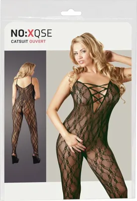 Zdjęcie produktu dla NO:XQSE Koronkowy kombinezon z paseczkami, czarny 2XL/3XL
