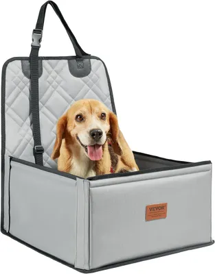 Produktbild von Hundeautositz mit Stützrahmen und Sicherheitsleine, grau, für kleine Hunde bis 26 lbs