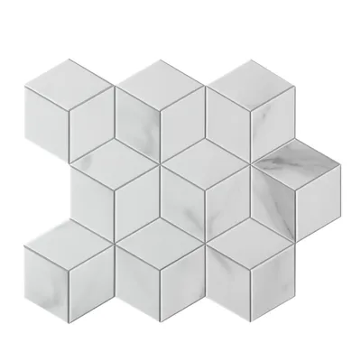 Produktbild von PVC Wandpaneele Selbstklebend 10 Stück White Cube FLLOW Weiß Marmoroptik 3D Wandverkleidung