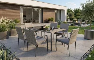 Produktbild von Gartenmöbel Essgruppe 6-Sitzer Carlo grau Jet-Line Dining Set