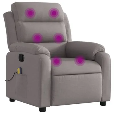 Produktbild von Massagesessel Taupe Stoff 75 x 92,5 x 100 cm (B x T x H) mit 6-Punkt-Vibrationsmassage und manueller Liegefunktion
