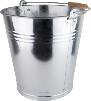 Image de Seau en zinc 10 litres avec poignée en bois, seau décoratif, seau à cendres Seau en métal