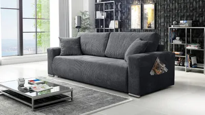 Produktbild von Sofa Couch Schlafsofa Wohnlandschaft Schlaffunktion 3-Sitzer Lincoln Cord Grau